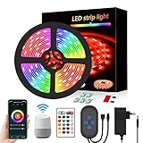 Segrass WiFi LED Strip 5m,Smart RGB LED Streifen kompatibel mit Alexa und Google Hoom,Musik Sync,App-Steuerung,Farbwechsel LED Band,Lichtband Leiste für Schlafzimmer, Kü