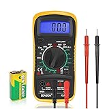 Digital Multimeter Voltmeter Batterietester Spannungsprüfer Durchgangsprüfer Ohm Volt Ampere Messgerät AC/DC Spannung Strom Widerstand Diode Transistor, Großes LCD-Anzeige und Hinterg