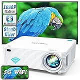 WISELAZER Video Beamer Full HD Native 1080P Projektor, 5G WiFi/Bluetooth/Eingebauter Staubfilter/AirPlay/Miracast/4-Punkt Keystone, Heimkino LED HD Projector für HDMI/USB/TV Box/Smartphone/PC