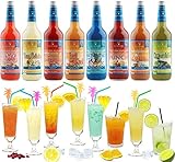 Cocktail Paket für 130 Cocktails fertig gemixt | 8 x 0,7l PreMix mit Alkohol | Einfach Saft & Eis auffü