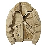 Herren-Sweatshirt, Hoodie, Pullover, Freizeitjacke und Samt, Stehkragen, einreihige Jacke, Werkzeug-Mantel, winddichte Oberbekleidung, Kleidung für den täglichen Gebrauch im Freien, khaki, XXXXL