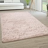 Paco Home Hochflor Teppich Wohnzimmer Fellteppich Kunstfell Shaggy Flauschig Einfarbig, Grösse:120x170 cm, Farbe:C