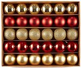 HEITMANN DECO 30er Set Christbaumkugeln Sortiment- Weihnachtsschmuck rot Gold zum Aufhängen - Kunststoffkugel S
