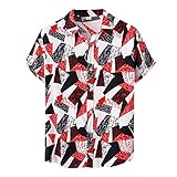 Yiartion Kurzarmhemden Herren Slim Fit Freizeithemd Bunte Vertikale Streifen Bedrucktes Hawaiihemd Sommer Henley Shirts Dünne Bequeme Urlaub Strandhemd Coole Atmungsak