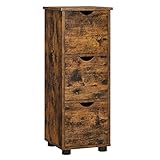 VASAGLE Schmaler Badezimmerschrank, Badschrank mit 3 Schubladen, Kommode, Aufbewahrungsschrank, Beistellschrank, 30 x 30 x 80 cm, Bad, Wohnzimmer, Schlafzimmer, Küche, vintagebraun BBK150X01