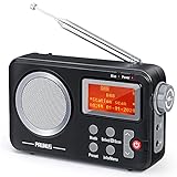 PRUNUS J-409 DAB Radio, Tragbares UKW Digitales Radio, Bluetooth Lautsprecher Radio mit Preset-Funktion, Zeit-Funktion, Ausgestattet mit Einem Großen Display und Großen T