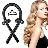 Hitzefreie Lockenwickler für langes Haar, Keine Wärmelocken Weiche Seidenband-Haarrollen Stirnband Wellenformer DIY Haarstyling-Werkzeuge (Schwarz)