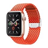 Elastisches Nylonarmband Geeignet for Apple Watch Strap 38mm 40mm 42mm 44mm Einstellbare Größe Geflochtene Schleife Gurt Geeignet for iWatch Series 6 SE 5 4 3 (Color : Orange, Size : 38mm and 40mm)