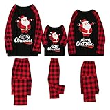 Familie Weihnachten Pyjamas Set, Schlafanzug Damen Herren Kiner Baby Lang Outfit, Jumpsuit Rotes Kariertes Nachtwäsche Overall Hausanzug für die F