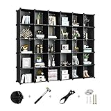 GREENSTELL Regalsystem mit 30 Würfeln, Multifunktionsschrank mit Würfel, DIY Regal zur Aufbewahrung von Büchern, Kleidung, Spielzeug, Kunst, Dekorationen, S