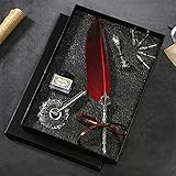 WYJJP Natürliche Gänse-Feder, die in Wasser-Brunnen-Stift-Kalligraphie-Geschenkbox eingetaucht, Set Feder-Kalligraphie-Set (Color : D)