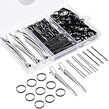 306 Stück Haarschmuck Set, 50 Haarnadeln & 50 U-Haarklammern & 200 Mini Haargummi & 6 Silber EnteBill Haarspangen und Aufbewahrungsbox für Frauen Mädchen Damen Friseur Hochzeitstyling