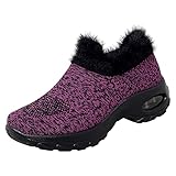 Huaya Laufschuhe Für Damen Lässige Knöchelschuhe Plattform Atmungsaktive Runde Zehen Turnschuhe Baumwolle Gepolsterte Warme Schuhe Gittergewebe Schlüpfen W