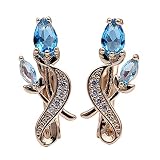 Newhashiqi Ohrringe, 1 Paar Damen-Ohrringe, Rosenblütenform, Zirkonia, lang, baumelnd, Schmuck-Accessoire, Kupfer,