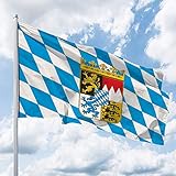 Deitert Bundesland-Flagge Bayern – 120x80 cm Bayern-Flagge mit Wappen (Raute), Hissfahne aus reißfestem Polyester, Bayern-Fahne mit Doppelsicherheitsnaht g