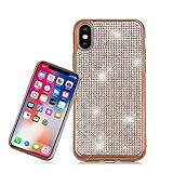 LCHDA iPhone 7 Plus 8 Plus Diamant Hülle,Handyhülle Apple iPhone 7 Plus 8 Plus Glitzer Strass Bling Bling Case Glänzend Durchsichtig Kristall Steine Silikon Hardcase Schutzhülle Mit Rose Gold Bump