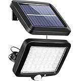 Solarlampen für Außen mit Bewegungsmelder, Boomersun 56 LED 3 Modi Solarleuchten Teilbare Wandlampe, IP65 Wasserdichte, 120° Superhelle Solarleuchten mit 16.5ft Kabel (1 Stk)
