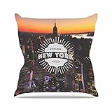 Kess eigene kih357aop03 18 x 18 'New York Orange Schwarz' Outdoor Werfen Kissen – mehrfarbig