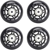 Inline-Skates Rollen Set, Inline Skate Rollen 4 Pack, Inline Skate Wheels,Skateboards Scooter Inline Rollschuh Inline Skate Teile Räder Ersatzräder für Indoor Outdoor Freizeitreiten (80MM)