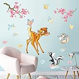 decalmile Wandtattoo Waldtiere Wandaufkleber Hirsch Eichhörnchen Blumen Wandsticker Kinderzimmer Babyzimmer Schlafzimmer Wanddek