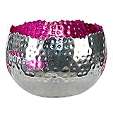Casablanca Deko-Leuchter Desperado aus Aluminium, rund, 19x14 cm,1 Stück, Fuchsia-Silb