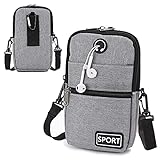 Mini-Umhängetasche, Handy-Holster mit Schlaufe, Schultertasche, Nylon, wasserdicht, für Herren, Damen, Kinder, Teenager, grau, S