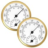 Innen- und Außenthermometer-Hygrometer, Mini-Wandthermometer-Hygrometer, Leicht Abzulesen, Geeignet für Familien im Freien, Leicht zu Tragen 2er Pack (Golden)