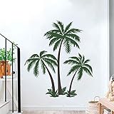 decalmile Wandtattoo Palme Groß Wandsticker Tropen Bäume Wandaufkleber Schlafzimmer Wohnzimmer TV Wand Wanddeko (H:123cm)