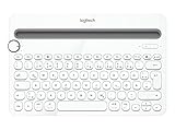 Logitech K480 Kabellose Bluetooth-Tastatur für Computer, Tablet und Smartphone, Multi-Device & Easy-Switch Feature, Kompaktes Design, PC/Mac/Tablet/Smartphone, Deutsches QWERTZ-Layout - weiß