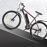 JINGJIN Elektrische Fahrräder für Erwachsene, Magnesium-Legierung Ebikes Fahrräder All Terrain, 26' Bergrahmen aus Aluminiumlegierung 36V 350W 10Ah austauschbaren Lithium-Ionen-Akku, Black