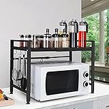 Erweiterbares Mikrowellen Regal microwave shelf mikrowellenhalter Mikrowellenständer Küchenregal Gewürzregal Mikrowellenschrank Mikrowellengestell Organizer für Küchen Ofen Mit 3 Aufhängehak