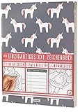 Mein Einzigartiges XXL Zeichenbuch: 136 A4-Seiten, Nummeriert, Register / Dickes Blanko Buch / PR601 „Einhorn Mädchen“ / S