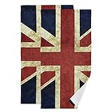 YUELAI 2-teiliges Handtuch-Set Ultraweiche Luxus-Handtücher für Badezimmer 72x36,5 cm, britische Flagge (10)