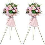 NUPTIO 2 Stück Blume Pflanzen Stand Display, 105cm Hoch Blumentopf Halter Rack für Büro Wohnzimmer Wohnkultur, Gold Blumenarrangement Ständer für Hochzeitseröffnungsfeier Party Empfang Mittelstück