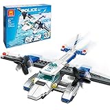 WWEI City Polizei Bausteine Spielzeug, 174 Teile Flugzeugpatrouille Hubschrauber Flugzeug mit Minifigur für SWAT Polizei Kompatible with Lego 60206