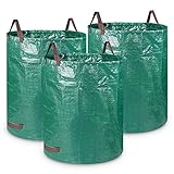 Orlegol 3x Gartensack, 272L & 300L Gartensäcke mit 4 Reißfeste Griffe, Gartenabfallsack aus Robustem Polypropylen-Gewebe (PP) -Selbststehend und Faltbar Laubsäcke, Abfallsäcke für Gras Laub Grünab