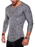 Shirt Herren Urban Klassisch Mode Rundhals Einfarbig Herren Langarm Herbst Winter Basic Slim Fit Stretch Feinstrick Weich Komfortabel Atmungsaktiv Männer Strickw