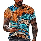 Herren Karohemd Wanderhemden Lustiger 3D-Druck O-Ausschnitt Kurzarm Cool Slim Fit Frühling Sommer LäSsige Oberteile Sport Mode Hemd T-Shirts 3D-Bedrucktes Sommerhemd F