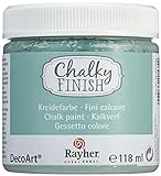 Rayher 38867408 Chalky Finish auf Wasser-Basis, Kreide-Farbe für Shabby-Chic-, Vintage- und Landhaus-Stil-Looks, 118 ml, mintgrü