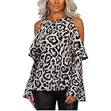 Buby Damen Schulterfrei Langarm Freizeit Party Strand Lose Tops Shirt Bluse Damen Tops Casual Oberteil V-Ausschnitt Bluse elegant Vintage Tunika Lose T-Shirt Sommer H