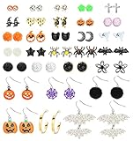 YADOCA 30 Paar Halloween Ohrringe Sets für Damen Herren Ghost Spider Moon Kürbis Schläger Ohrstecker Halloween Creolen Ohrringe Halloween Schmuck