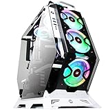 KEDIERS PC Gehäuse Gaming Tower Gehäuse 7 PCS RGB-Lüfter ATX Mid Tower- USB3.0 - Fernbedienung - 2 gehärtetes Glas - Kühlsystem - Luftstrom - Kabelmanag