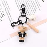 TOBENOI Niedliche Cartoon Harz Baseball Uniform Puppe Bär Schlüsselanhänger Frauen Tasche Charms Baseball Anhänger Dekoration Schlüsselanhäng