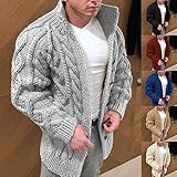 Herren Strickjacke,Dehnbare Langarm-Standkragen Twist Textur Thermo Pullover Mantel Streetwear Strick Tops Für Winter-Herbst Elegante Herren Slim Fit Casual Jacke Strickoberteil, Dunkelblau, X