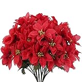 6er Pack Künstliche Weihnachtsstern Strauß Roter Weihnachtsstern Blumenstrauß Faux Weihnachtsstern Pflanze Künstliche Weihnachtsstern Büsche für Weihnachtsdekoration Festival Party Hochzeitsdek