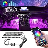 Auto LED Innenbeleuchtung, Winzwon 4pcs 48 LED Auto Strip Innenraumbeleuchtung Mehrfarbig Musik Ambientebeleuchtung mit APP Steuerbare, Wasserdicht led Innenraum Atmosphäre Licht fü