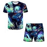 Undertale Sans Trainingsanzüge 3D Print Kostüm T-Shirt und Shorts Unisex 2er Sets lose für Kinder Erw