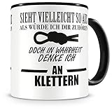 Samunshi® Ich denke an Klettern Tasse Kaffeetasse Teetasse Kaffeepott Kaffeebecher Becher H:95mm/D:82mm schw