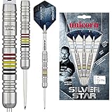 Unicorn Silverstar Tung Dvdb, Dimitri Van den Bergh, Silver Star, Player Empfehlenswert Dart Set, 80% Wolfram, Stahlspitze, 22g, Silber, 22 g