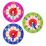 Balacoo 3Pcs Holz Uhr Spielzeug Uhr Kognitiven Spielzeug Lehre & Demonstration Uhr Frühe Pädagogische Lern Uhren Spielzeug für Kinder zu L